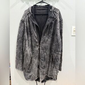 John Varvatos Black Military Field Coat with Hood